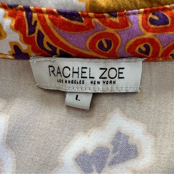 🚨FINAL SALE🚨 Rachel Zoe Long Sleeve Button Down Blouse Floral Orange Red 70s L - Picture 7 of 8